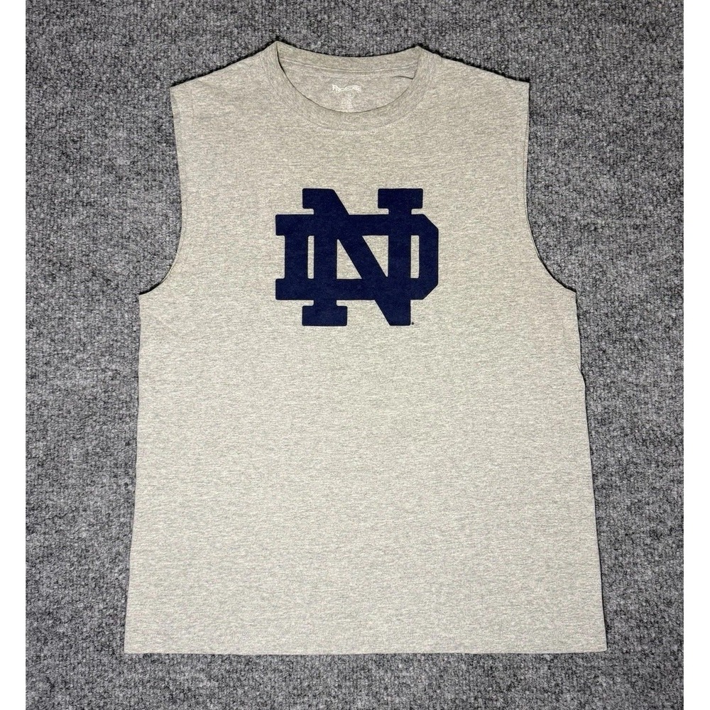 Notre Dame Fighting Irish Tank Top Muscle Sleeveless Shirt Gray Men's Size Large